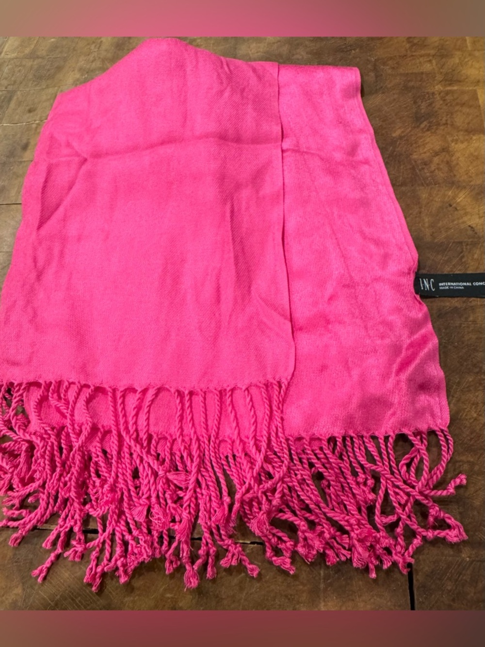 INC International Concepts Bright Pink Fringe Scarf